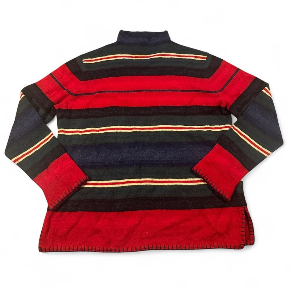 Ralph Lauren Women's 100% Wool Serape Striped Mock Turtleneck Sweater 2XL
